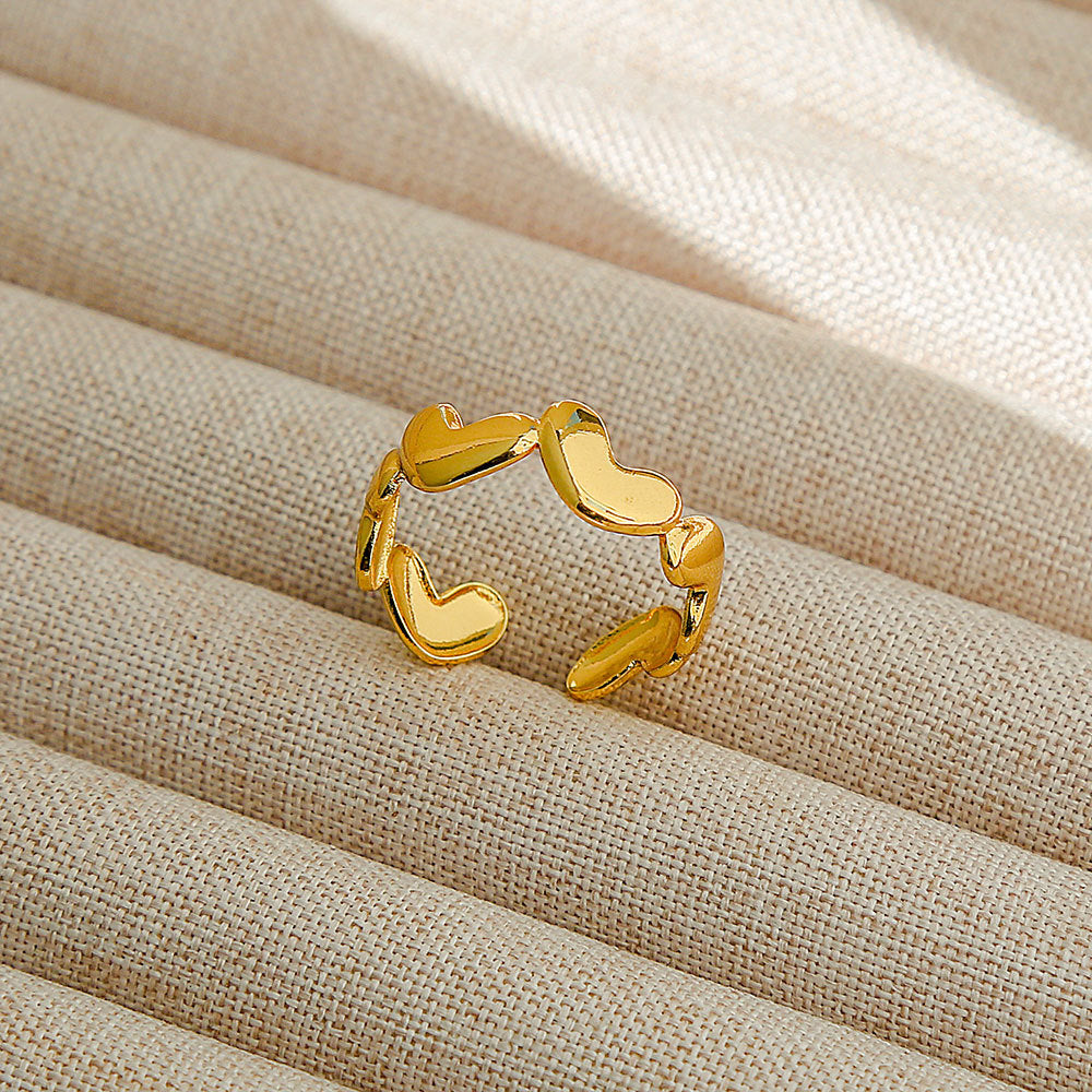 Anello regolabile in acciaio al titanio, stile hip hop geometrico, placcato per donna