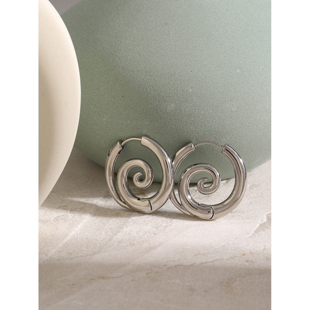 Orecchini a cerchio a spirale da donna in acciaio inossidabile placcato oro 18 carati Fashion Ins Style