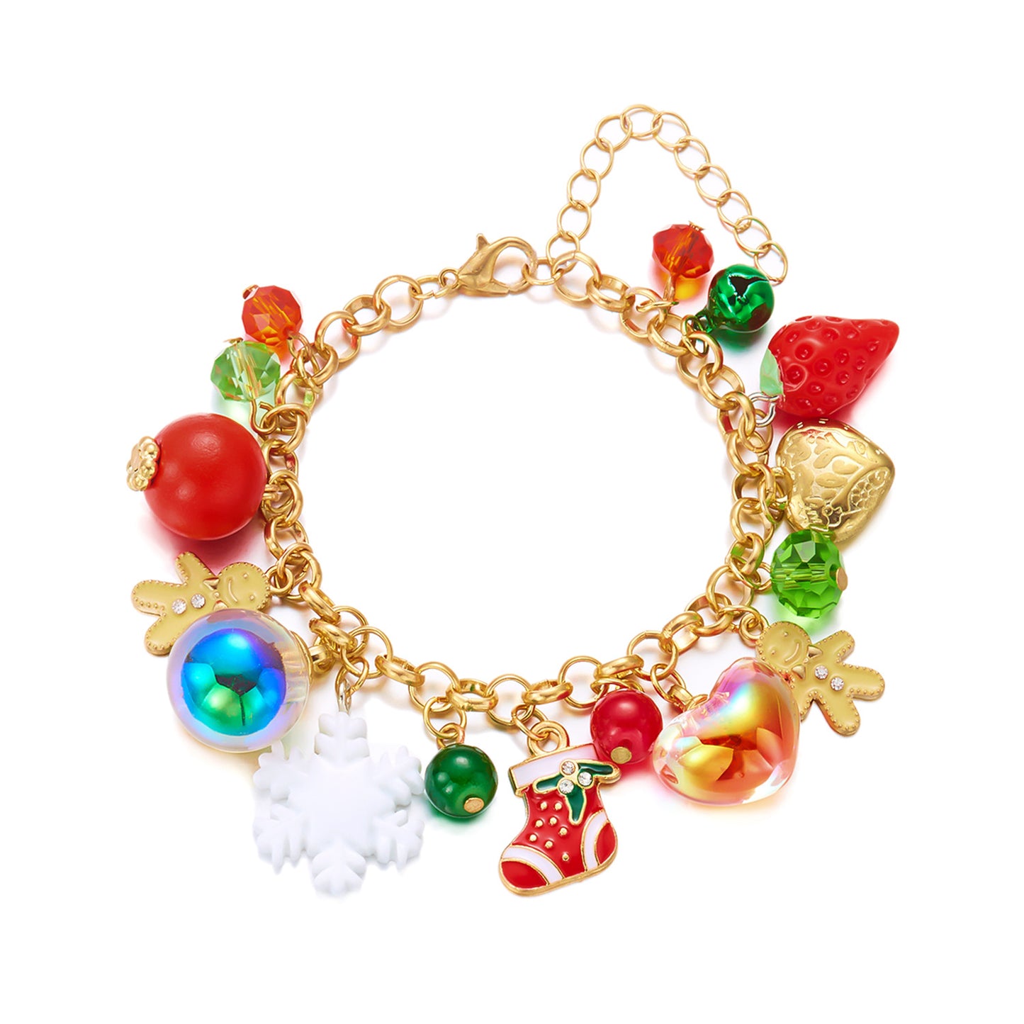 Set Collana e Bracciale da Donna Albero di Natale Fiocco di Neve Renna Campana Ciondolo Moda, Lega Placcata con Strass