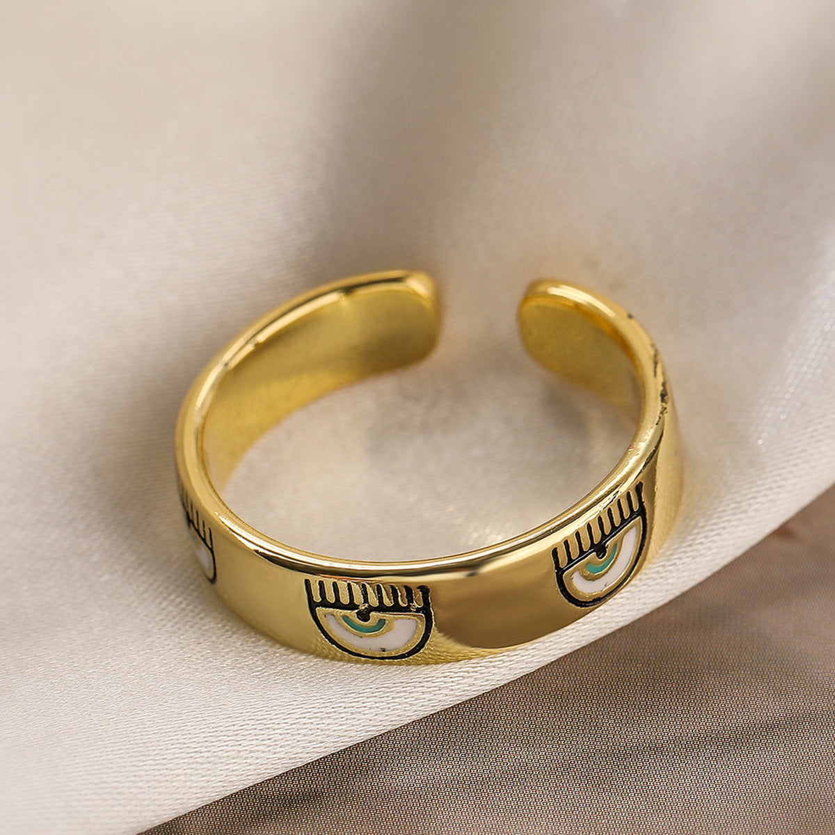 Minimalist Geometric Micro-inlay Brass Ring for Women