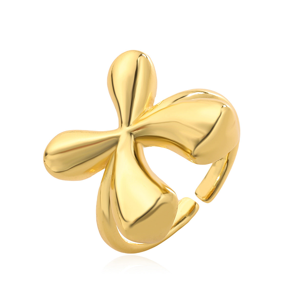 Anello da donna minimalista a lettera geometrica in rame placcato oro 18 carati con fascia aperta regolabile