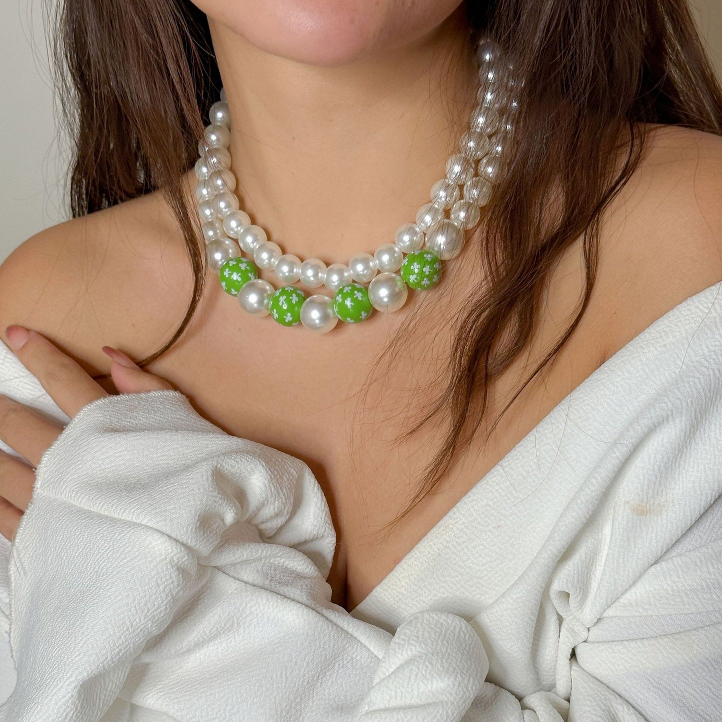 Minimalist Love Letter Pendant Necklace with Imitation Pearl Beads on Pearl Chain for Women