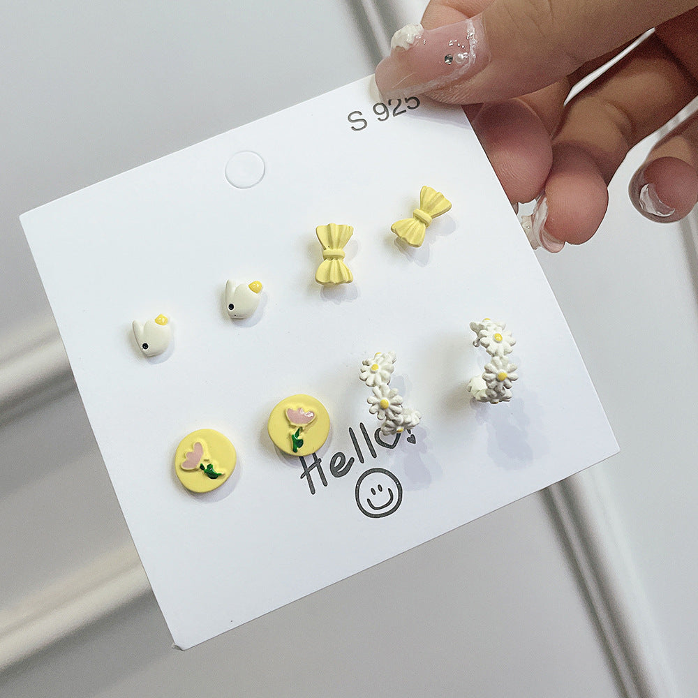 Minimalist Sweet Cartoon Fruit 925 Sterling Silver Handmade Stud Earrings for Women