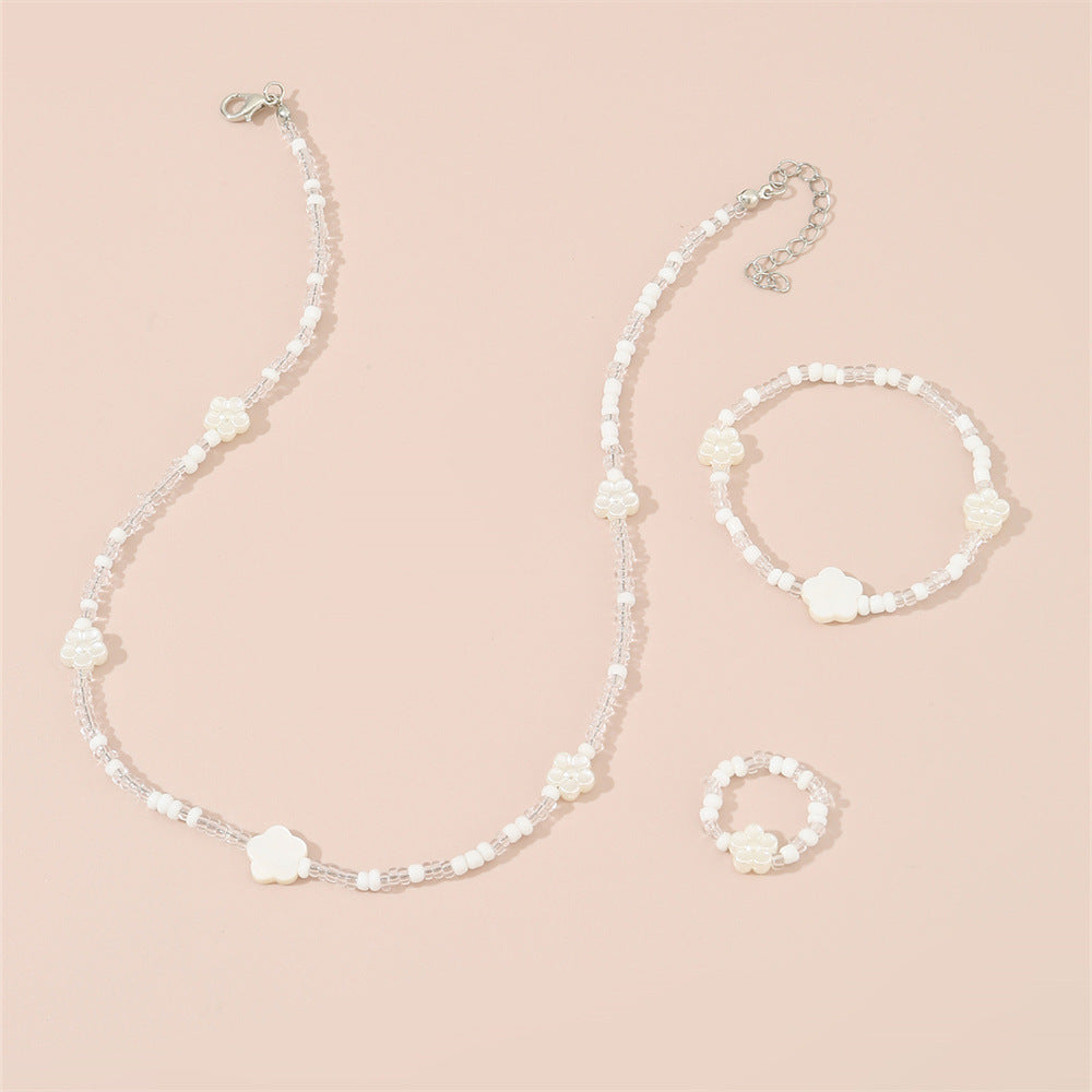 Set di collana con perline in resina a forma di stella, bracciale e anello per bambini, regalo di gioielli minimalisti fatti a mano