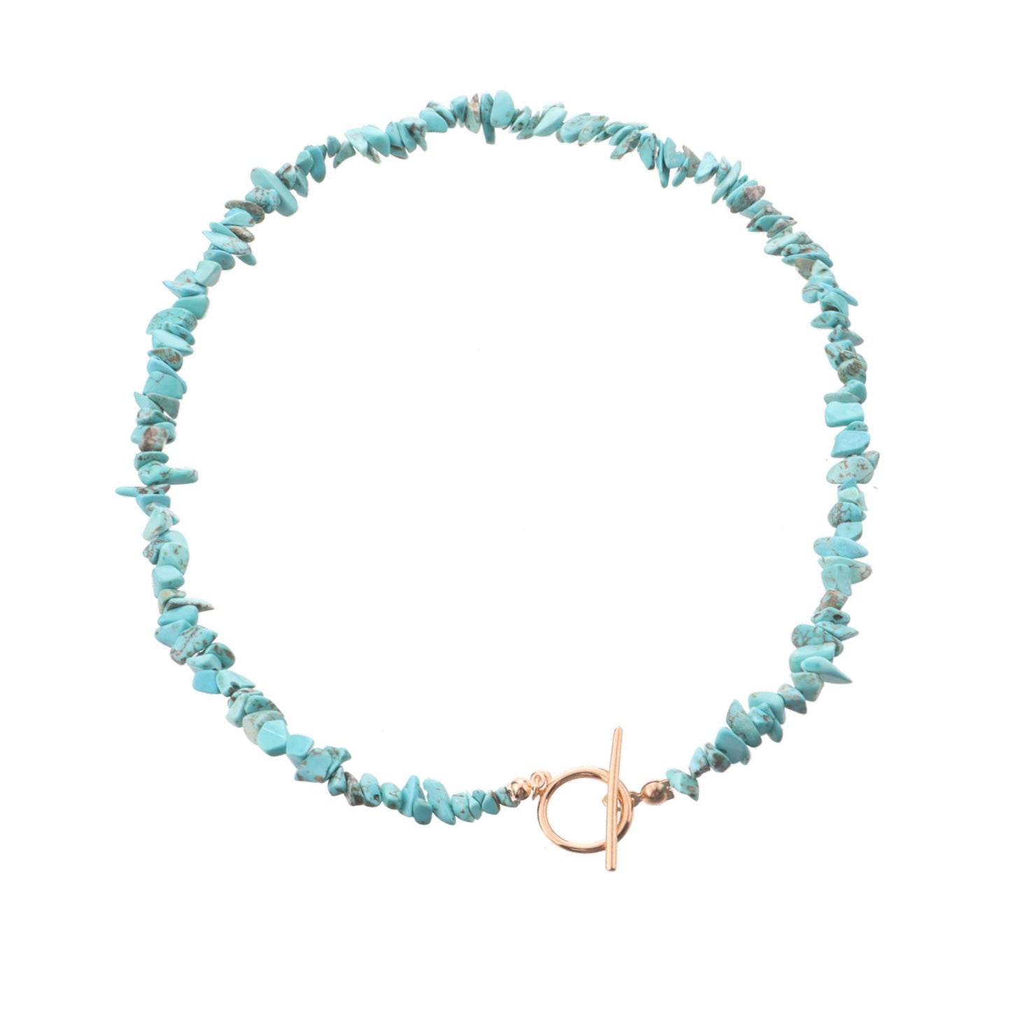 Minimalist Geometric Alloy Necklace with Mother-of-Pearl Pendant and Turquoise Accents, Electroplated Finish