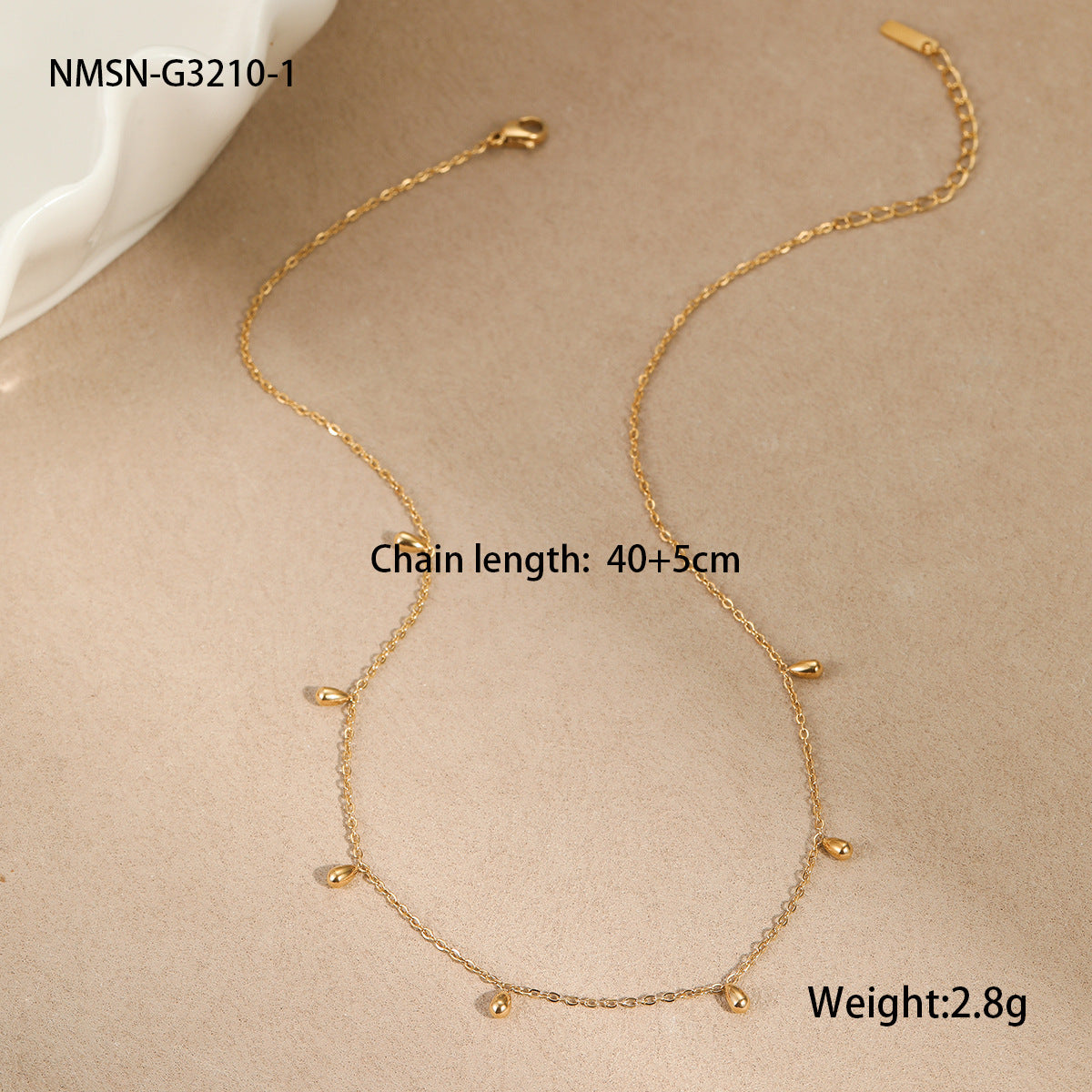 Minimalist Luxe Titanium Steel Drop Pendant Necklace with Fringe Detail and 18K Gold Plating for Women