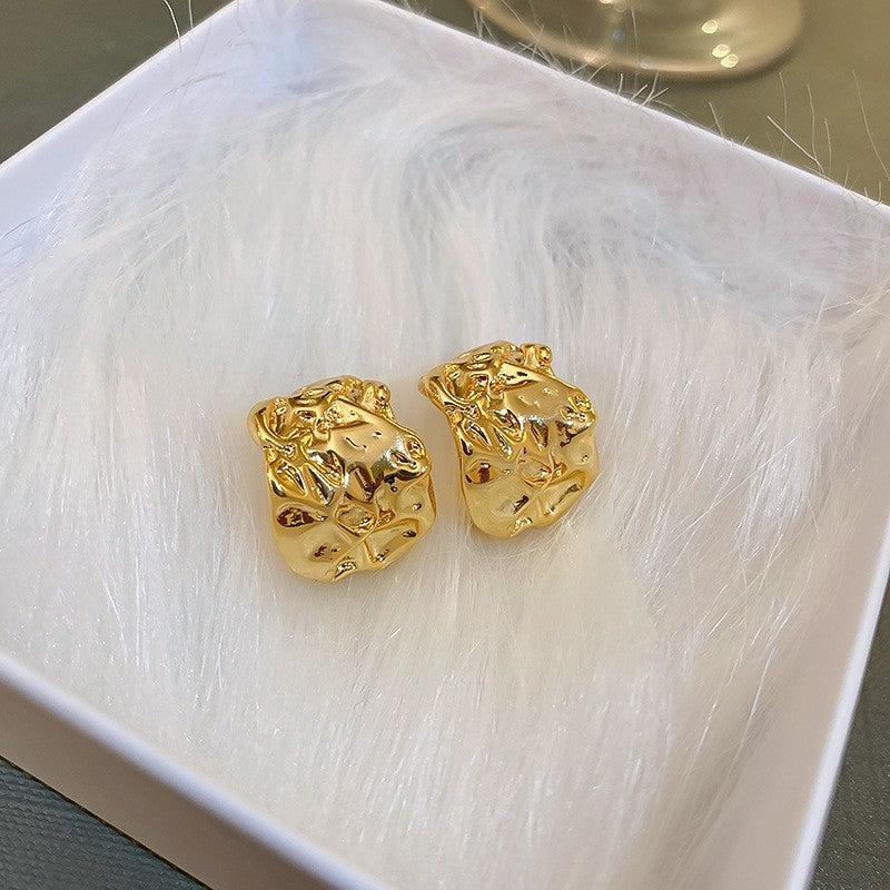 Orecchini a perno geometrici irregolari elettroplaccati di lusso da donna con perni in acciaio