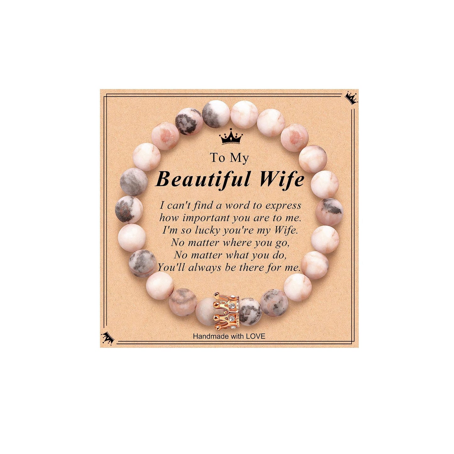 Elegant Crown Brass Bracelet with Natural Agate and Rhodochrosite Beads for Women