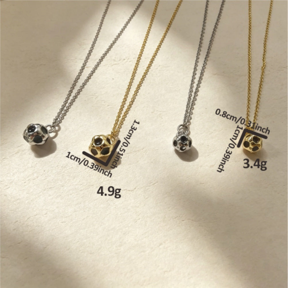 Luxury Brass Football Pendant Necklace Box Chain Women