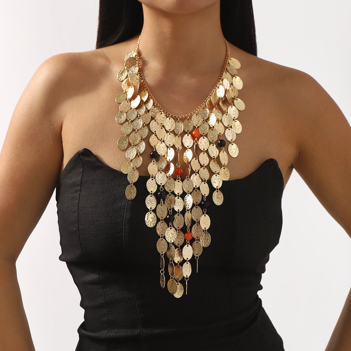 Collana con ciondolo geometrico retrò minimalista con catena in lega placcata per donna