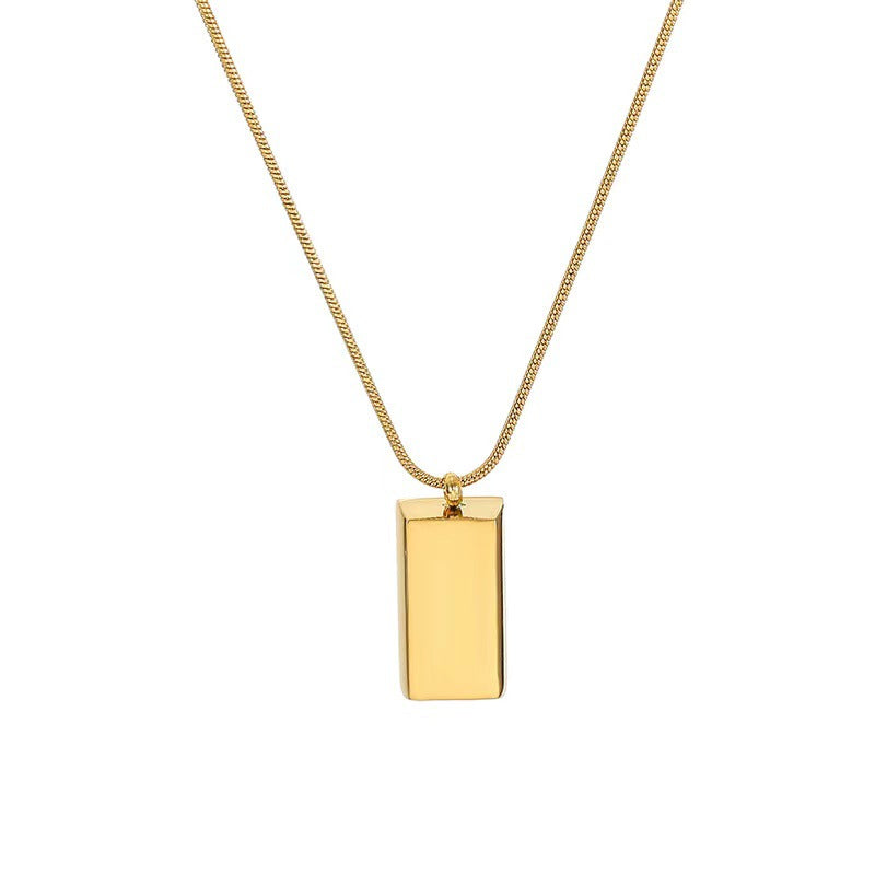 Geometric Titanium Steel Plated Pendant Necklace for Women with Snake Chain