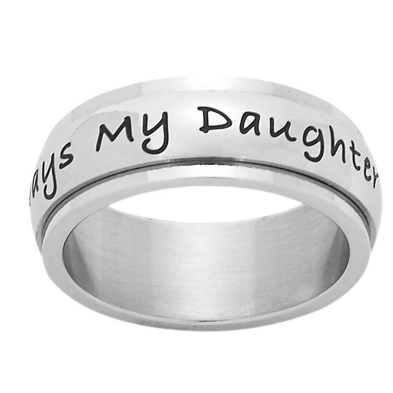 Sweet and Edgy Stainless Steel Mother Daughter Ring with Plated Finish