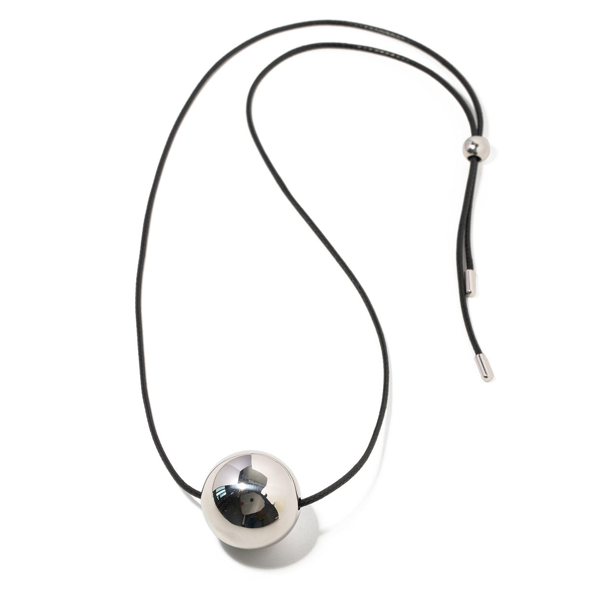 Collana pendente in acciaio inossidabile geometrica minimalista con cordino e ciondolo a sfera in acciaio al titanio placcato da donna