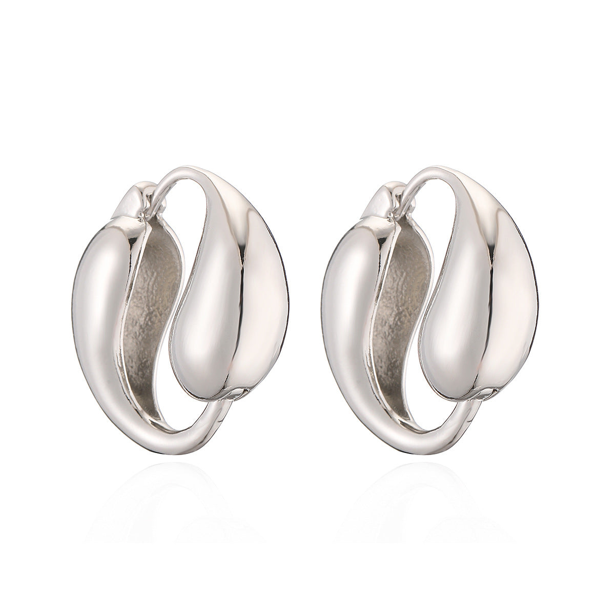 Minimalist Dolphin-Shaped Copper Earrings with Gold Plating for Women, Irregular Geometric Design Fashion Jewelry