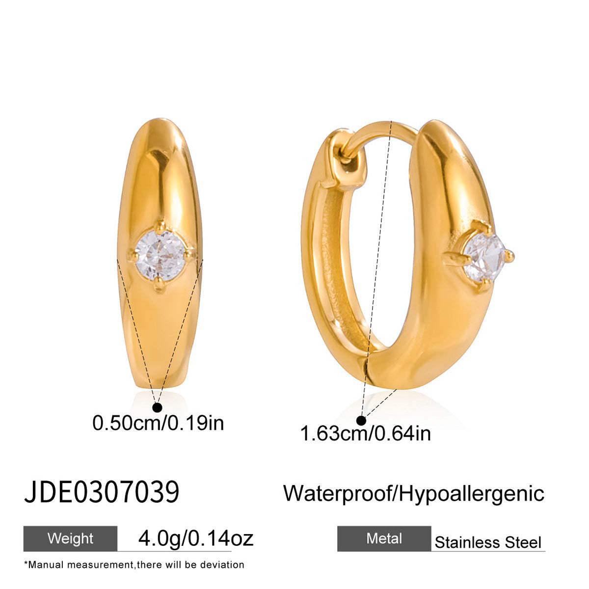 Minimalist Luxury Geometric Stainless Steel Plated Cubic Zirconia Earrings for Women