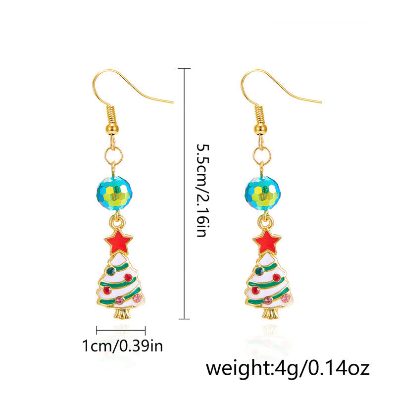 Ins Style Snowflake Shaped Zinc Alloy Dripped Enamel Long Tassel Earrings for Women