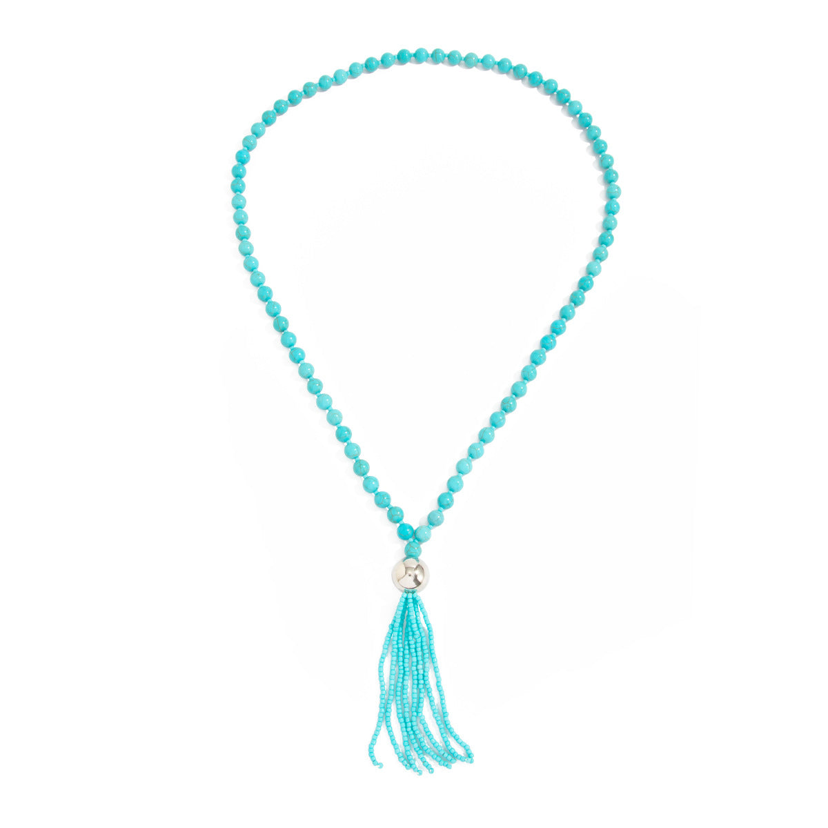 Luxury Elegant Geometric Round Acrylic Beaded Tassel Layered Necklace for Women
