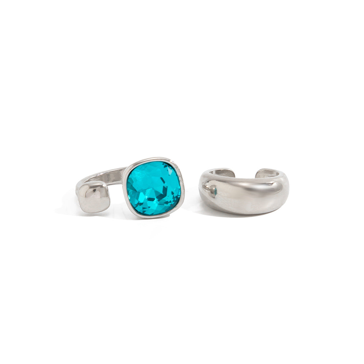 Geometric Alloy Rhinestone Inlay Asymmetrical Open Toe Ring for Women