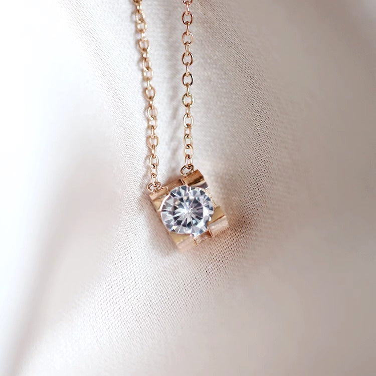 Minimalist Animal-Shaped Titanium Steel Plated Necklace with Cubic Zirconia Pendant for Women
