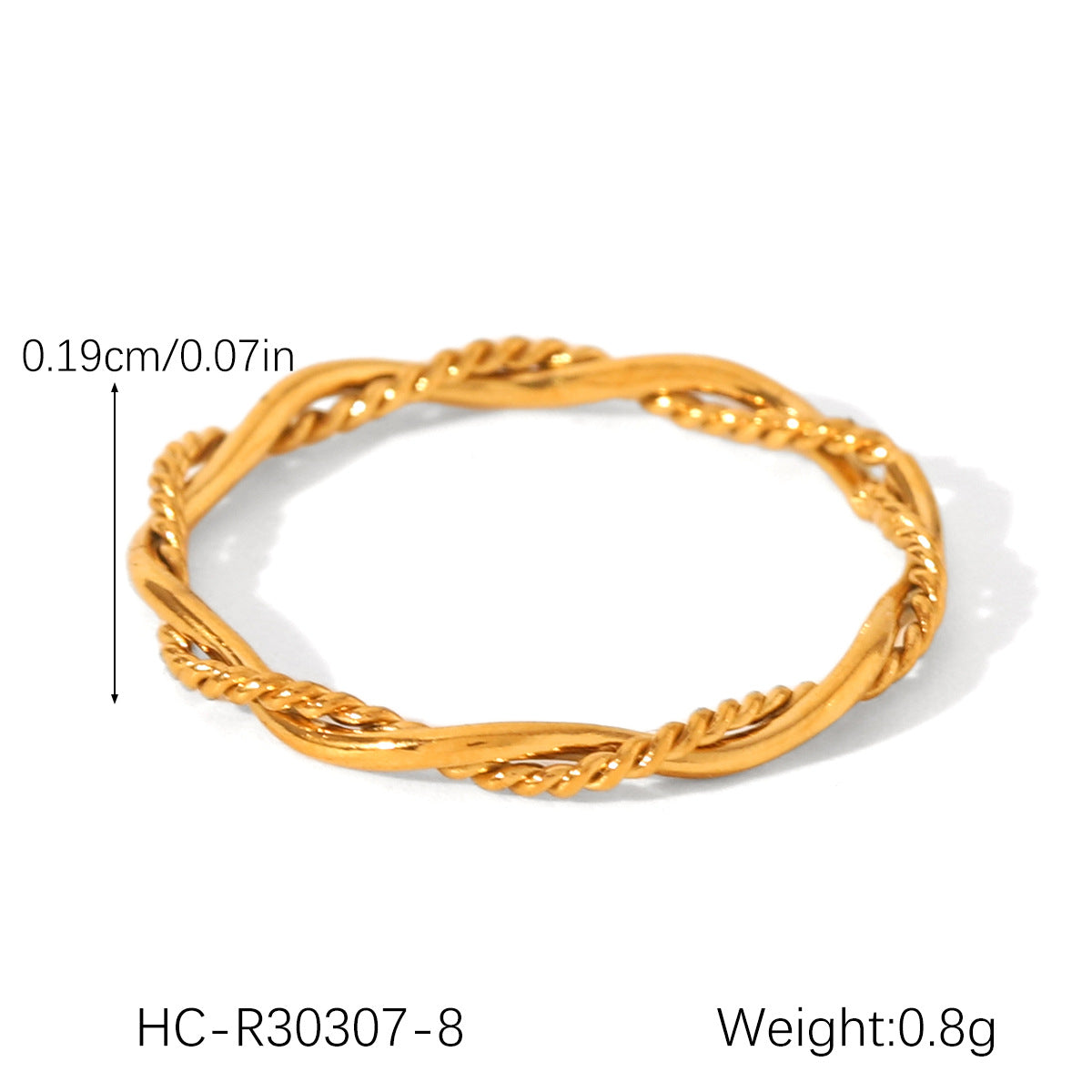 Ins Style Twisted Stainless Steel Ring with Beaded Detail and Starry Chain Design for Women