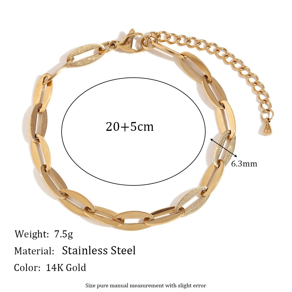 Minimalist Lip-Shaped Anklet in Stainless Steel with 14K Gold Plating