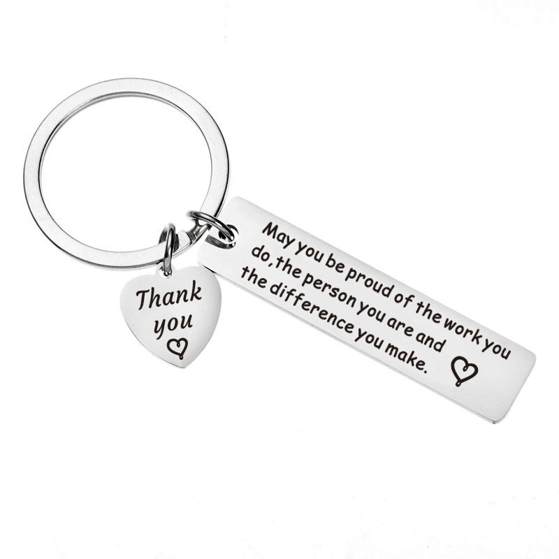 Sweet and Edgy Heart-Shaped Titanium Steel Pendant with Engraving, Polished Finish Keychain Accessory