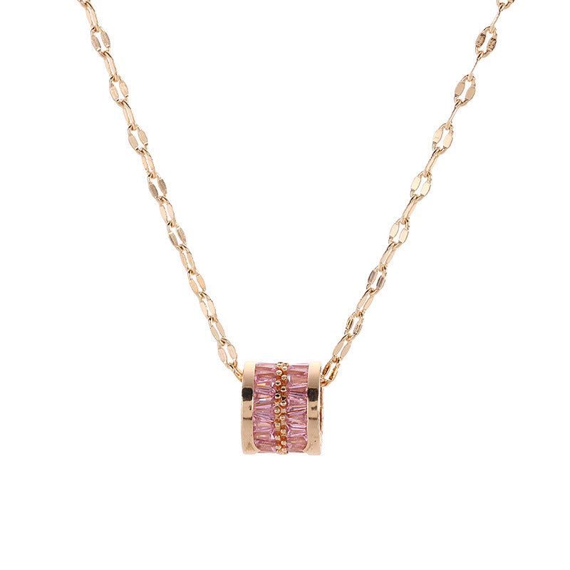 Cartoon Style Geometric Titanium Steel Plated Necklace for Women with Round Bead Chain