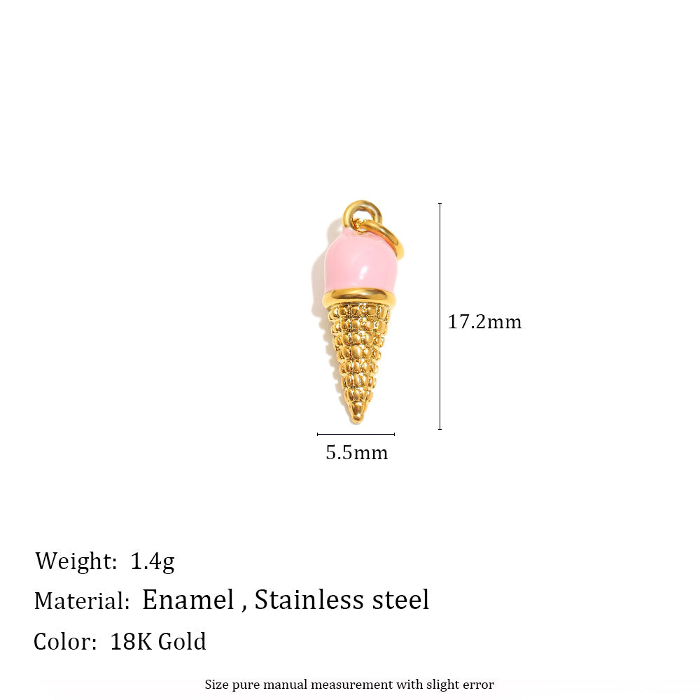 18K Gold Plated Stainless Steel Geometric Donut Charm Bar
