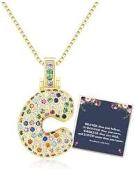 Sweet Hip-hop Letter Brass Cubic Zirconia Inlay Pendant Necklace Box Chain Unisex