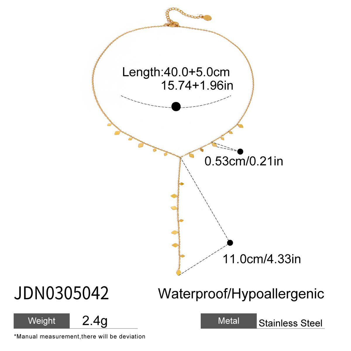 Minimalist U-Shaped Titanium Steel Pendant Necklace with 18K Real Gold PVD Vacuum Plating for Women