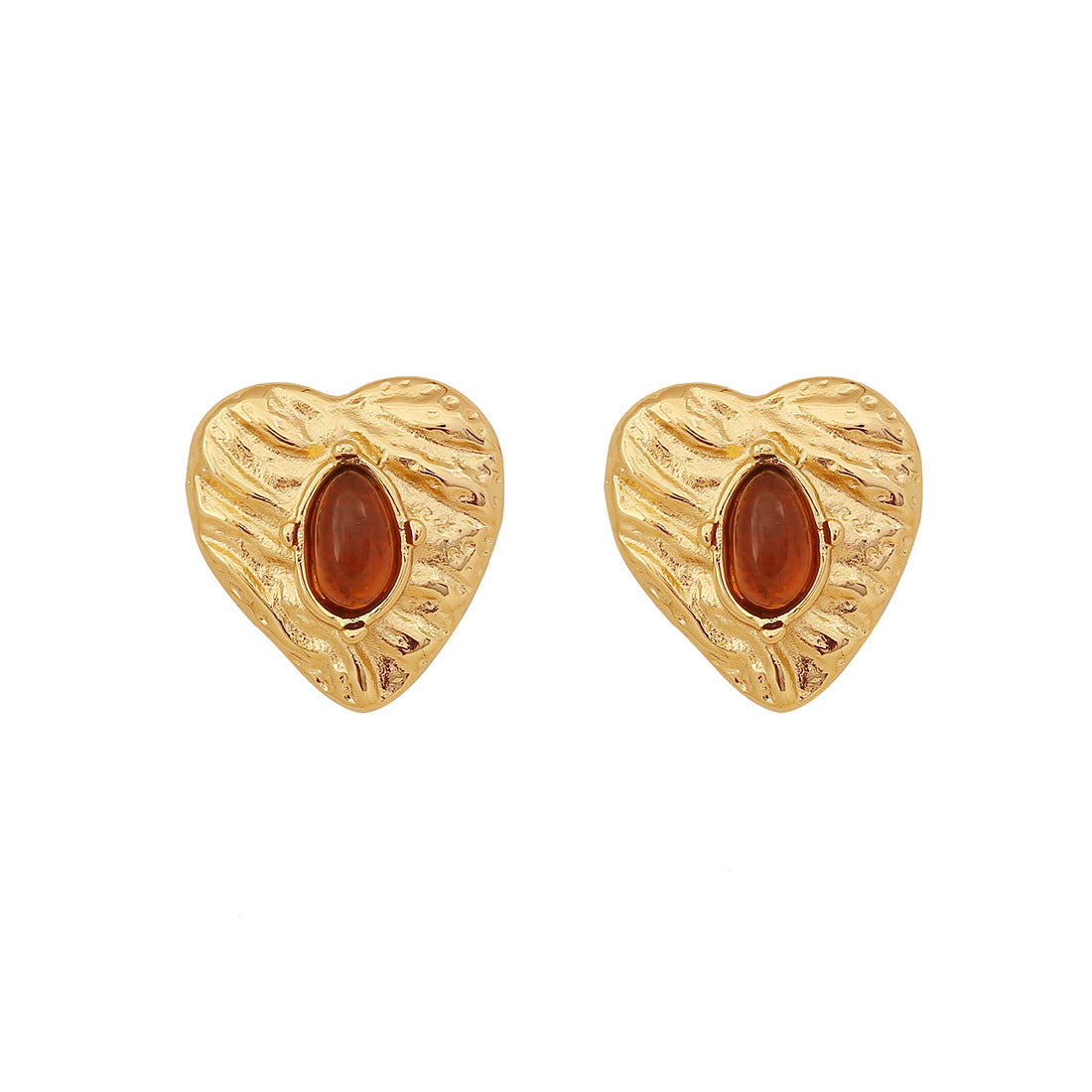 Orecchini a perno vintage in acciaio inossidabile a forma di cuore con finitura placcata per donna