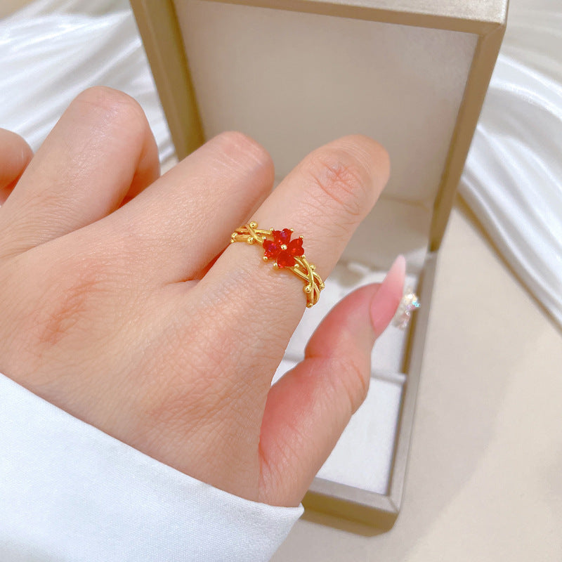 Sweet Minimalist Gold Plated Brass Crown Ring Adjustable Open Band for Women and Couples