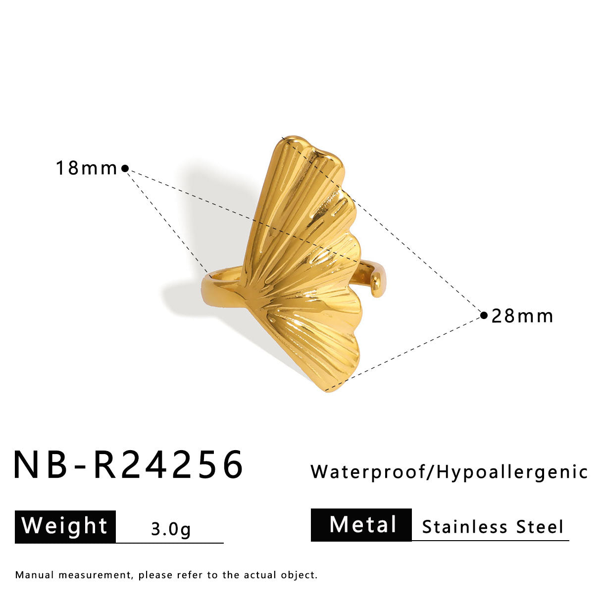 Anello Minimalista con Guscio e Texture Geometrica in Acciaio Inossidabile per Donna e Uomo con Finitura Placcata