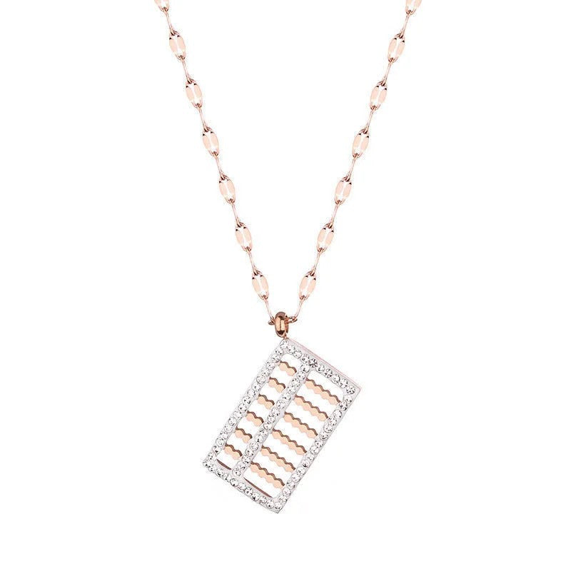 Geometric Abacus Pendant Necklace in Titanium Steel with Plated Finish for Women and Men