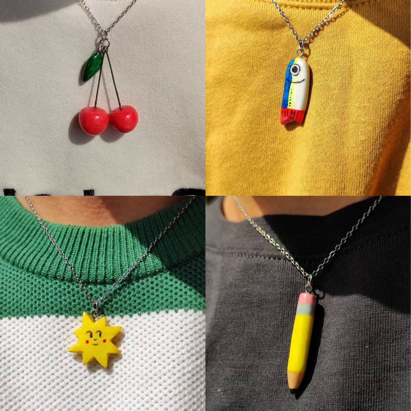 Elegant Colorful Geometric Star Pendant Plated Brass Necklace with Stainless Steel Charms for Unisex
