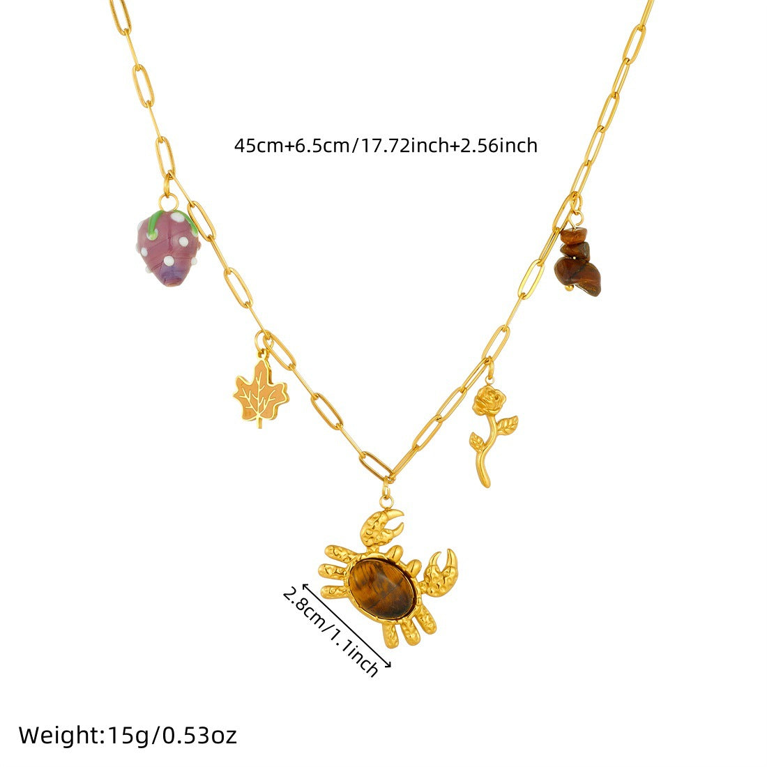 Sweet Gold Plated Stainless Steel Animal Pendant DIY Charm Bar for Women