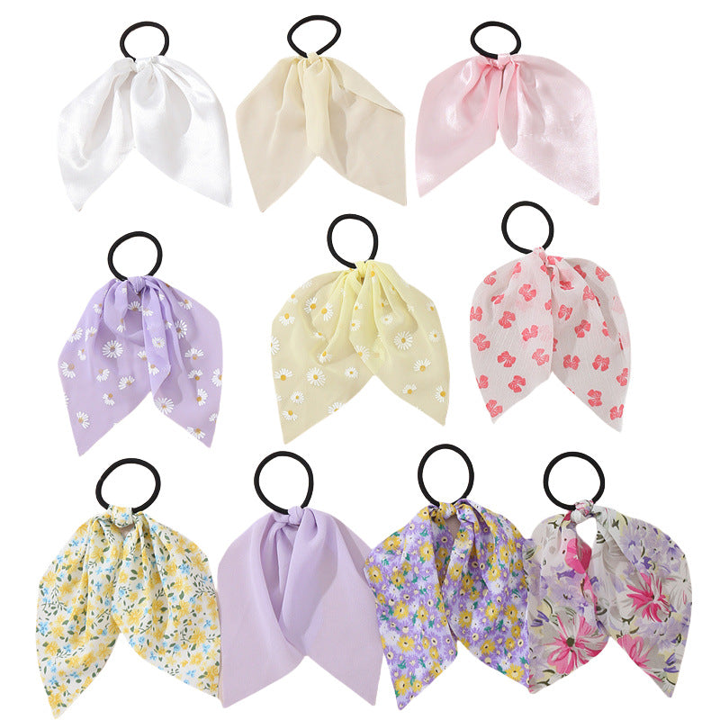 Nastro per Capelli da Bambina Minimalista con Fantasia Margherite e Motivi a Pois e Cuori, Colore Azzurro Pastello