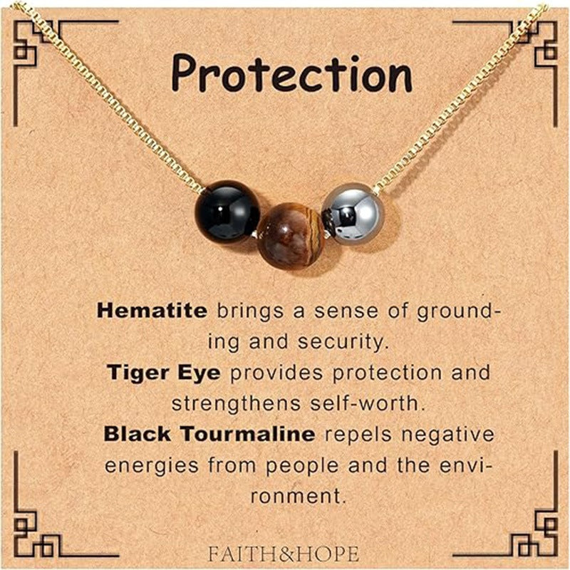 Casual Geometric Natural Stone Pendant Stainless Steel Box Chain Necklace for Women