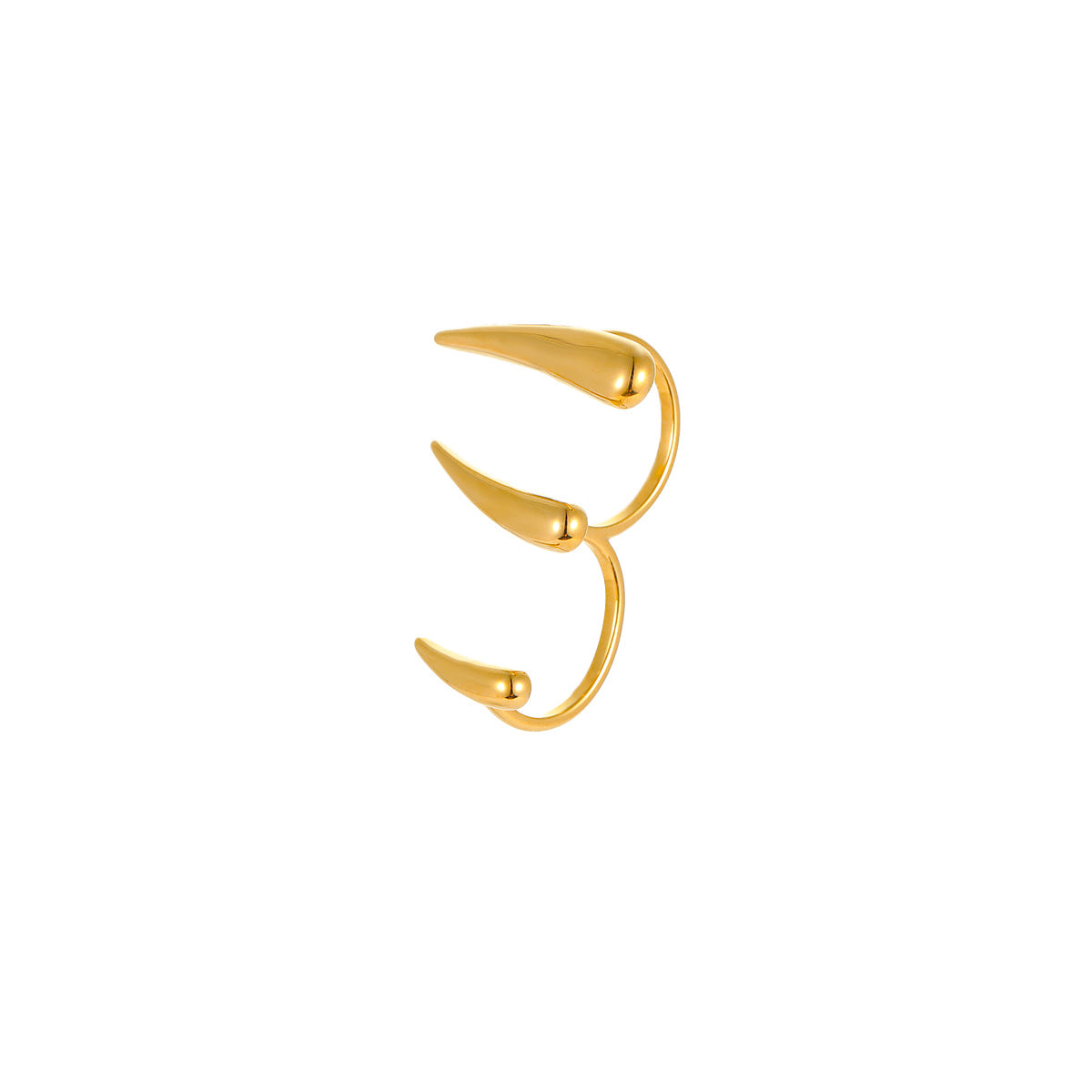 Minimalist Titanium Steel Geometric Adjustable Ring with Gold and Silver Plated Finish for Women