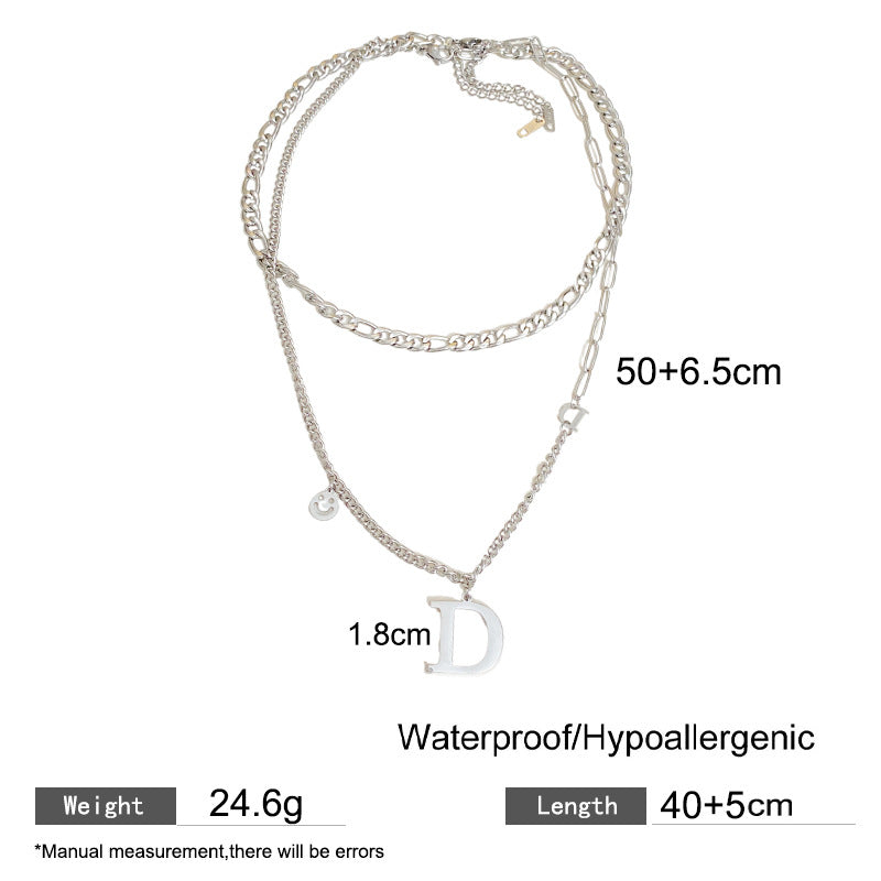 Minimalist Streetwear Letter D Titanium Steel Plated Necklace Unisex