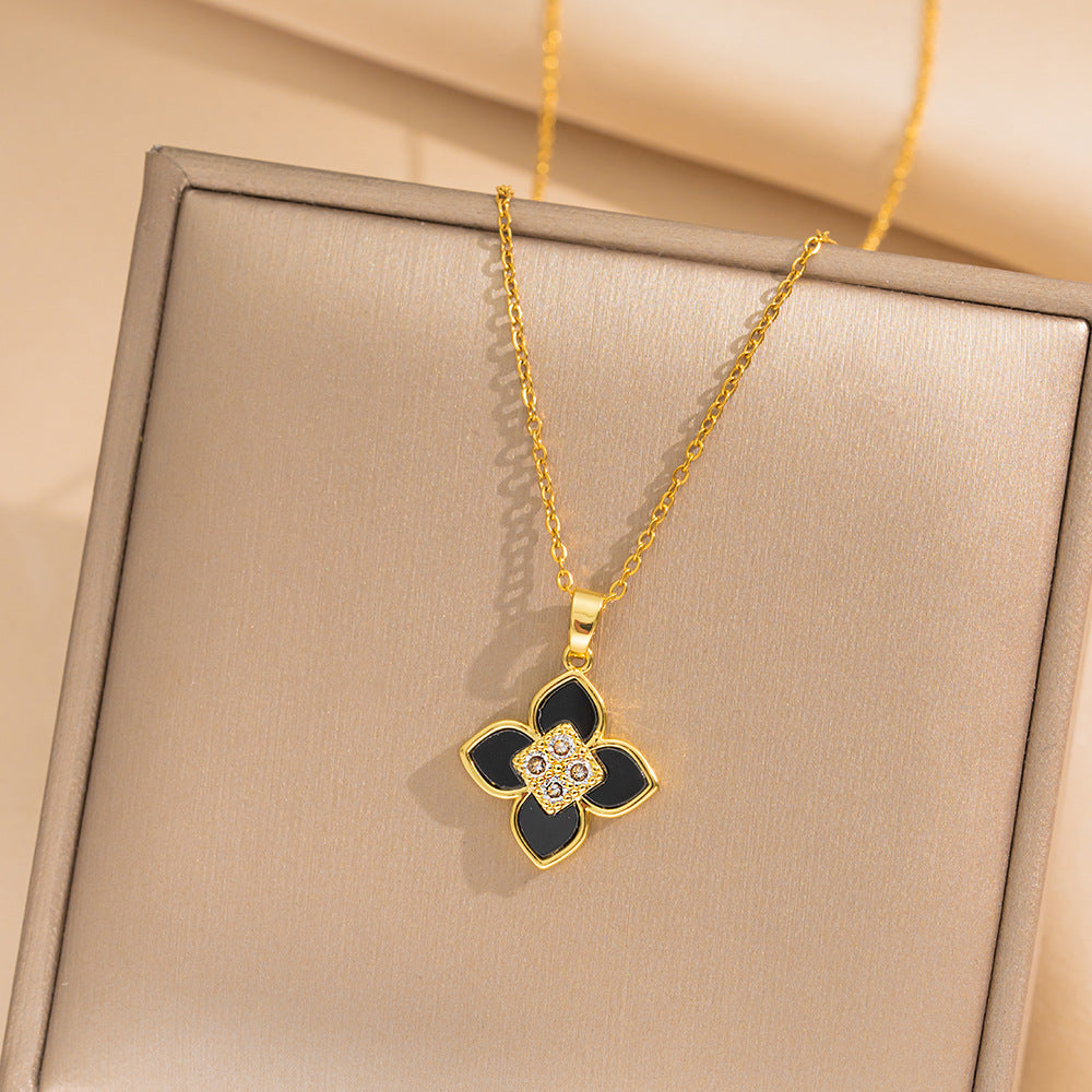 Minimalist Geometric Titanium Steel Necklace for Women with Gold Plating Locket Chain Fashion Accessory