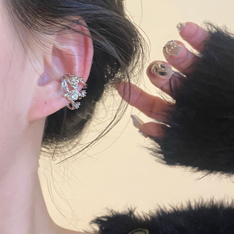 Orecchini da donna in rame con zirconi, dal design geometrico minimalista di lusso a ferro di cavallo