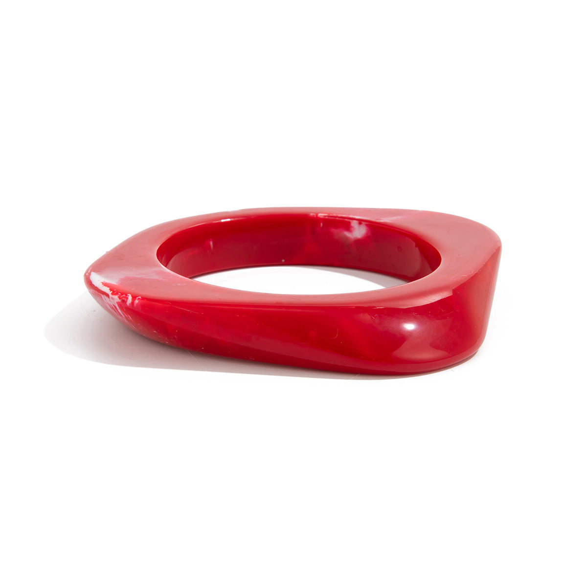 Pulsera Minimalista Geométrica Cuadrada de Aleación Roja para Mujer Brazalete Ancho Liso Joyería de Mano