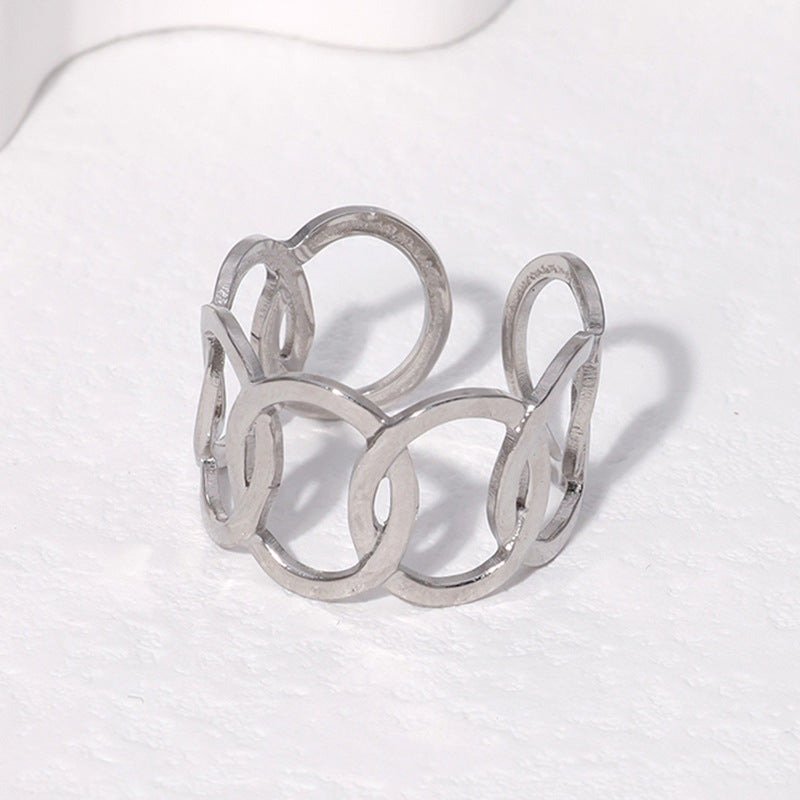 Anello Aperto Geometrico Minimalista Gioielli da Donna in Acciaio Inox Placcato Oro 18K