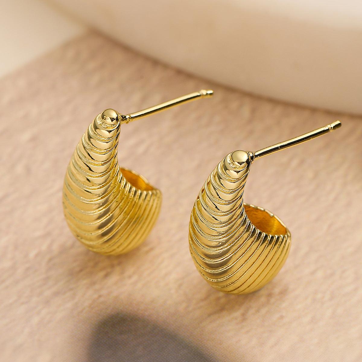 Minimalist 18K Gold Plated Brass Geometric Teardrop Earrings for Women