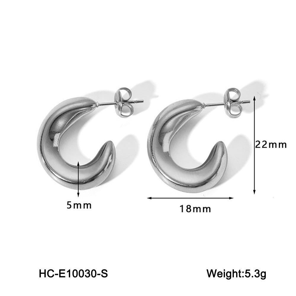 Orecchini da donna minimalisti geometrici cavi in acciaio inossidabile con placcatura in oro 18 carati