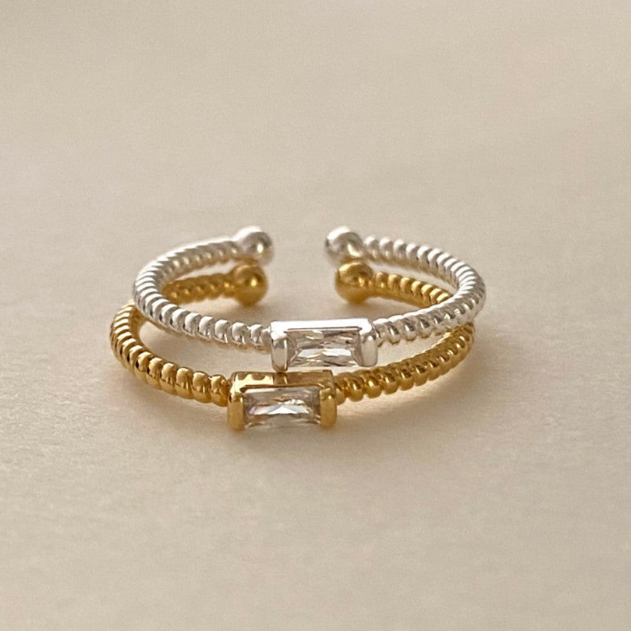 Anello Minimalista Vintage a Cuore in Argento Sterling 925 con Zirconi Pavé da Donna