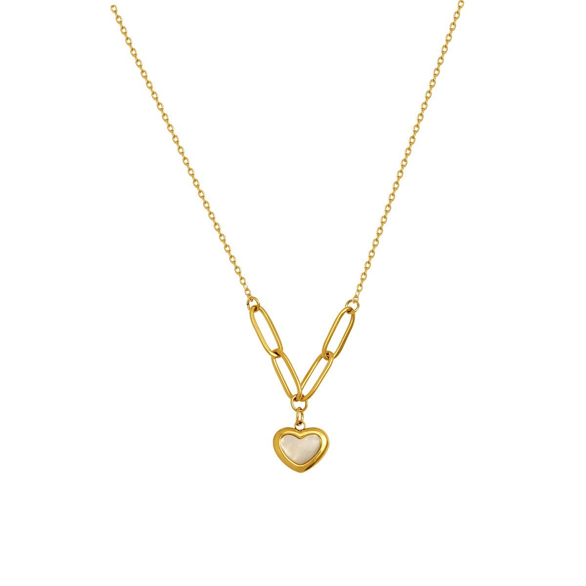 Fashionable Heart-Shaped Titanium Steel Necklace for Women with O-Chain and Vintage Collarbone Design