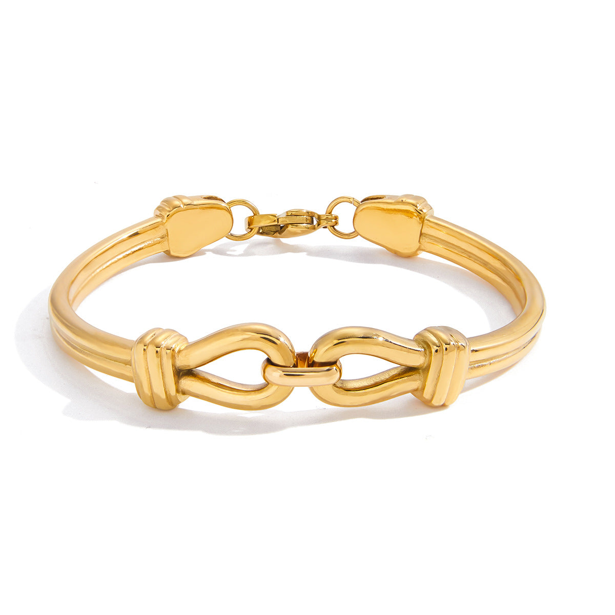 Bracciale di lusso da donna in acciaio inossidabile placcato oro 18 carati con chiusura