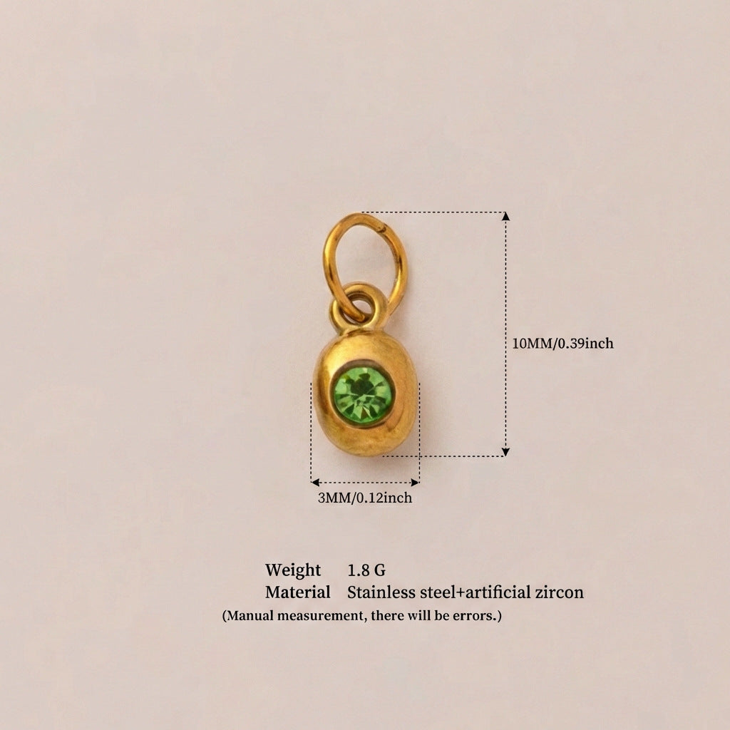 Vintage Geometric Stainless Steel 18K Gold Plated PVD DIY Charm Bar Necklace with 12 Birthstones